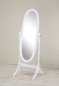 Traditional Queen Anna Style Wood Floor Cheval Mirror, White Finish (Color: as Pic)