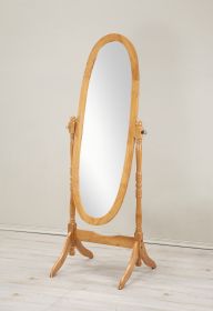 Traditional Queen Anna Style Wood Floor Cheval Mirror, Oak Finish (Color: as Pic)