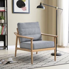 Home Accent Chair Mid-Century Modern Chair Upholstered Lounge Arm Chair with Solid Wood Frame & Soft Cushion for Living Room, Bedroom, Belcony, Gray (Color: as Pic)