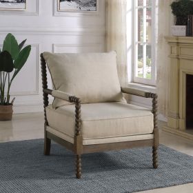 Beige and Natural Removable Back Accent Chair (Color: as Pic)