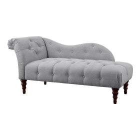 1pc Modern Traditional Chaise Button Tufted Detail Dove Gray Upholstery Style Comfort Living Room Furniture Espresso Finish Legs (Color: as Pic)