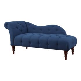 1pc Modern Traditional Chaise Button Tufted Detail Blue Upholstery Style Comfort Living Room Furniture Espresso Finish Legs (Color: as Pic)