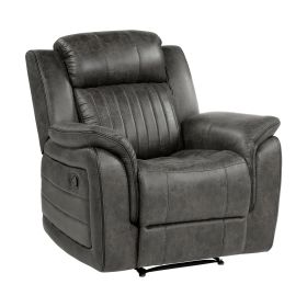Classic Brownish Gray 1pc Reclining Chair Plush Comfort Pillow-Top Arms Vertical Tufting Solid Wood Transitional Living Room Furniture (Color: as Pic)