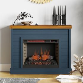 Bridgevine Home Washington 48 inch Fireplace with Mantel, Blue Denim and Whiskey Finish (Color: as Pic)